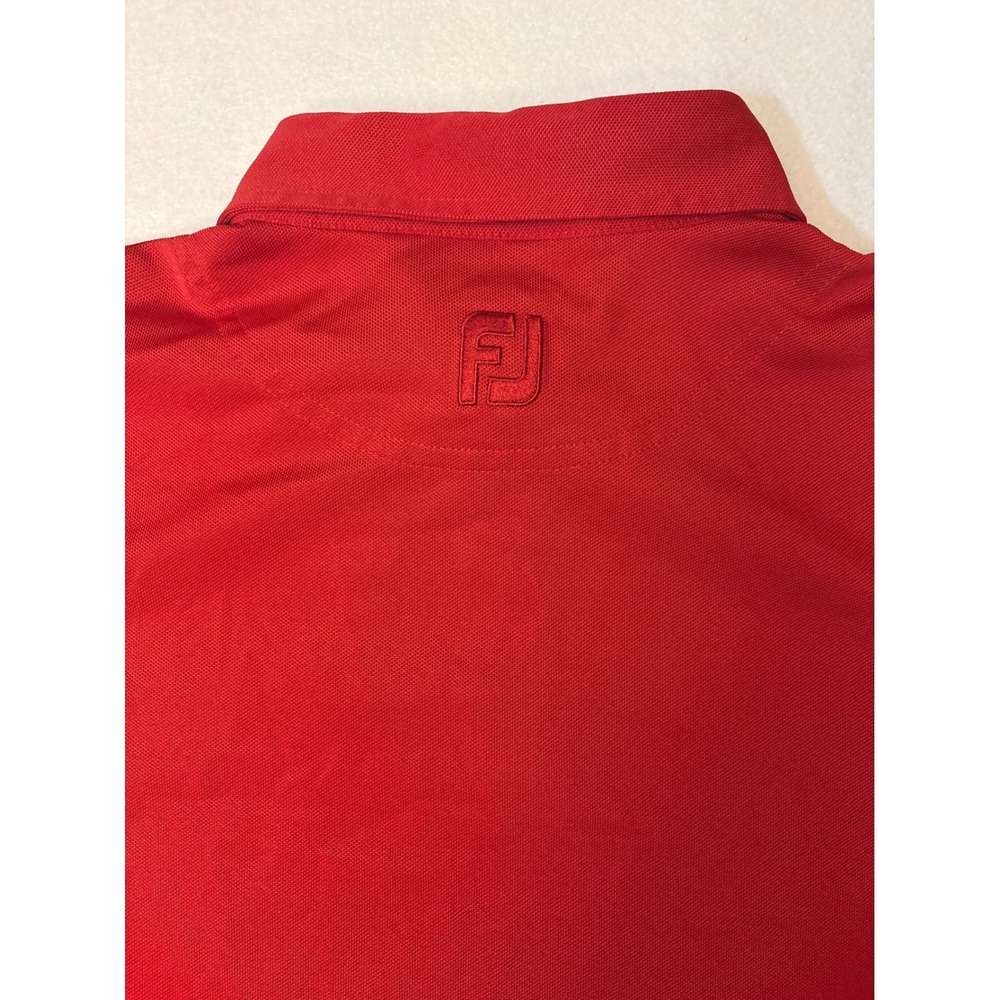 FootJoy Mens Red Performance Pique Golf Polo Shirt Crest Logo Large - Picture 8 of 8